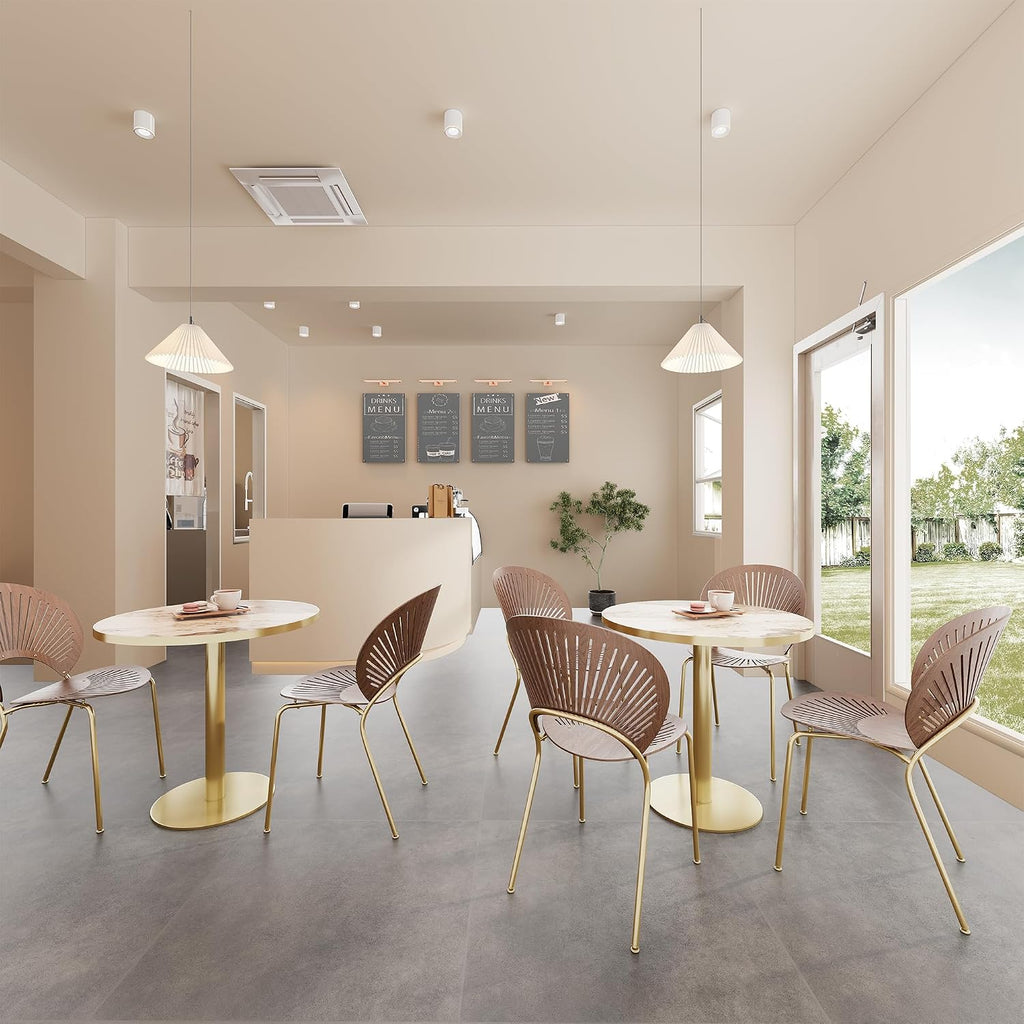 Modern Round Dining Table 31.5 inch Bistro Tulip Table with Faux Marble Top, Sturdy Metal Frame, Easy Assembly for Kitchen Office Restaurant Cafe
