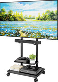 Rolling TV Stand with Soundbar Mount for 37-75inch TVs up to 154lbs | Swivel&Tilt Mobile TV Stand with Large Storage,Height Adjustable,Steel Base,Max VESA 600x400mm,Sturdiness,Easy Assembly,Black