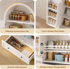 IRONCK 70.9 in Kitchen Pantry with Large Drawer Adjustable Shelves | kitchen pantry; 2 doors; large drawer; adjustable shelves; arched open shelving