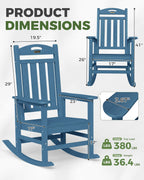 Outdoor Rocking Chair,HDPE Patio Rocking Chair,All Weather,Navy Blue