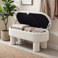 Giantex 42'' Storage Ottoman Bench, Corduroy Fabric Upholstered End of Bed Bench with Hidden Storage Compartment & Legs, Blanket Storage Chest for Living Room, Bedroom, Entryway (Beige)