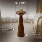 COZAYH Set of 2 22.8-Inch Tall Round Martini End Table, Walnut – Solid Pine Wood Pedestal Accent Drink Stand with Tapered Base – Farmhouse Modern Furniture for Living Room, Bedroom & Small Spaces
