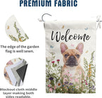 Floral French Bulldog Garden Flag Spring Summer Yard Flag Flower Dog Garden Flags for Outside Small Outdoor Welcome Flags 12x18 Double Sided