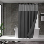 N&Y HOME Waffle Weave Shower Curtain with Snap-in Fabric Liner Set, 12 Hooks Included - Hotel Style, Water-Repellent & Washable, Heavyweight Fabric & Mesh Top Window - 71x72, Graphite Gray