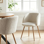 Homedot 5 Pieces Dining Table Set for 4, Modern Mid Century Round Kitchen Dinner Table with Barrel Dining Chairs Set, 37-Inch Circle Breakfast Nook Table Set with Cozy Arm Chairs for Dining Room
