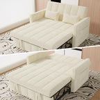 Nebuaegis Sleeper Sofa Bed,3-in-1 Convertible Pull Out Couch with Adjustable Backrest for Living Room,Loveseat Sofa Bed with Side Pockets,Easy Assembly,Beige,1 PCS
