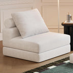 Folding Sofa Bed, 3-in-1 Convertible Sleeper Chair Bed with Pillows, Foldable Floor Couch with High-Density Foam, Futon Small Couch for Living Room Bedroom Lounge, Single, White