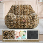 Giant Bean Bag Chair,Oversized Plush Comfy Bean Bag Sofa for Adults and Kids,Ultra Soft Living Room Bedroom Game Room Bean Bags with Armrests-Leopard Brown