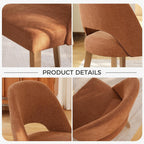 Wooden Dining Chairs Set of 2, Upholstered Modern Chenille Dining Room Chair Kitchen Chairs, Comfy Farmhouse Dinner Chair for Kitchen Dining Room, Orange