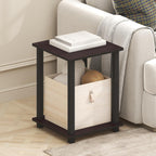 Furinno Simplistic Side Table Set of 2, End Table, Night Stand, Nightstand, Bedside Table, for Living Room, Bedroom, Dark Mocha