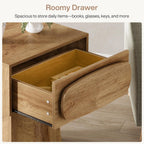 Tribesigns End Table with Storage Drawer, Modern Wooden Side Table with Curved Handle, Small Nightstand for Living Room, Bedroom, Small Spaces (Natural Wood Color)