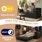 Loveseat Sofa Bed, Tri-Folding Convertible Futon Sleeper with Handle & Side Pockets, 54'' Couch with Hook and Loop No Assembly for Small Space,Living Room & Bedroom
