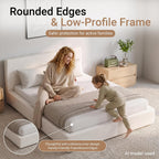 DNYN Queen Cloud Bed Frame with Cushion Headboard and 360° Foam Surround