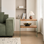 Glass Side Table Modern Design: Two-Tier Walnut MDF Frame & Tempered Glass Surface - Waterproof Durable End Table for Small Apartments & Boutique Accommodations Living Room Bedside Use