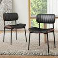 HENGJIANYI Bentwood Dining Chairs Set of 2, Modern PU Leather Dining Room Chairs with Metal Legs, Mid Century Upholstered Kitchen Chairs with Curved Back and Seat, Black