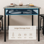 GAOMON Dining Table with Benches, Kitchen Table Set for 4, Dining Room Table Set with Upholstered Bench and Square Stools, Metal and Wood Dining Table Set for 4 with Storage for Small Space-Grey