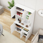 White 71" Kitchen Pantry Storage Cabinet, Freestanding Floor Hutch Cabinet with 6 Doors 1 Drawer, Storage Organizer for Kitchen Living Dining Room Food Cutlery Small Appliances