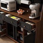 63" Tall Storage Cabinet Coffee Bar Cabinet:with Adjustable Shelves | 63"Tall Kitchen Storage Cabinet:with Hutch,Coffee Bar Cabinet with Drawers,Kitchen Pantry Cabinet with Shelves,Power Outlet