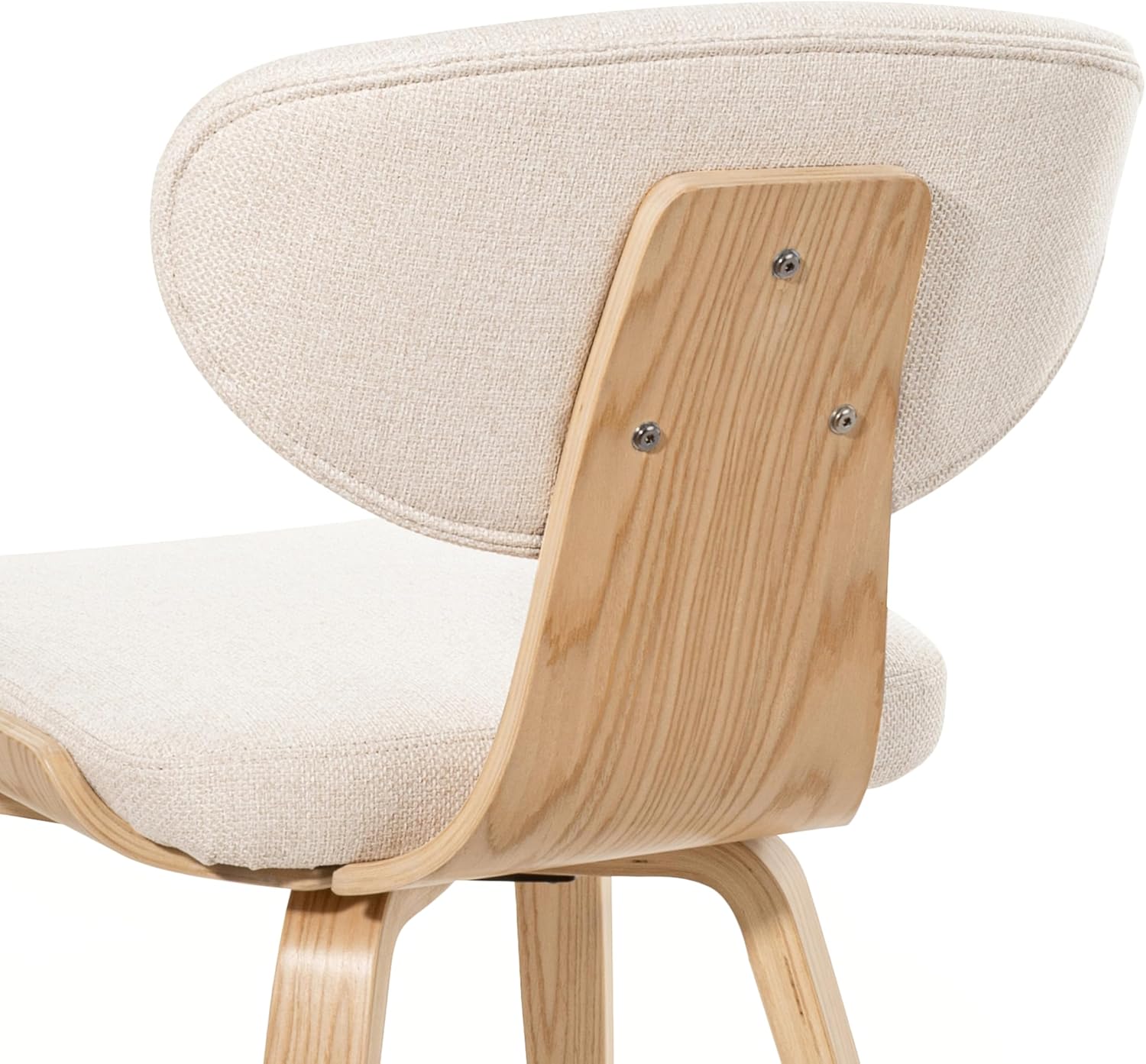 Art Leon Dining Chairs Set of 4 - Mid Century Modern Dining Room Chairs Upholstered Fabric Armless Side Chair with Wood Legs for Kitchen, Walnut Bentwood/White