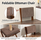 BAMBOOHOMIE Foldable Foot Stool Ottoman, Modern Foot Rest with Bamboo X Legs & Thick Foam Cushion, Folding Foot Stools Small Padded for Bedroom Living Room, Footstool for Chair Couch (Brown - Brown)