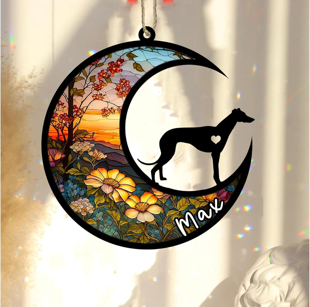 Personalized Dog Memorial, Custom Name Greyhound Dog Christmas Ornament with Name, Custom Breeds, Pet Loss Light Catcher, Gifts for Lovers Loss of Pet Sympathy on Mothers Day Christmas