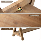RowyPoey Solid Wood Bench, 43" Farmhouse Entryway Bench with Shoe Storage | Stable Triangular Leg, Rustic End of Bed Benches, Solid Hallway Seating, Dining Bench for Kitchen, Shoe Stool, Easy Assembly