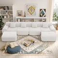 L-Shaped Modular Sectional Sofa, Sectional Couch, Oversized 3-Seater Cloud Couch with Deep Seat and Movable Ottoman for Living Room, Apartment (Beige, 3 Seater with 2 Ottoman)