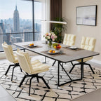 KEEZY Swivel Dining Chairs Set of 2, 360°AUTO Swivel Cat Scratch Resistant Faux Leather Chair with Padded Seat, Sturdy Metal Legs for Dining Room & Living Room