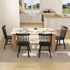 Kmax Dining Chairs Set of 4 Vintage Kitchen Chairs Windsor Chairs with Solid Wood Legs Farmhouse Country Style, Black