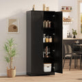 IDEALHOUSE 60" Tall Pantry Cabinet | Kitchen Storage Cabinet with 2 Doors & Adjustable Shelves, Wooden Cupboard for Bathroom，Dining Room, Living Room, Black