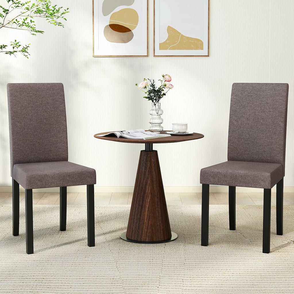 GOFLAME Upholstered Dining Chairs Set of 4, Fabric Kitchen Chairs with Padded Seat, Tilt Backrest, Rubber Wood Legs, Armless Side Chairs for Dining Room, Living Room, Restaurant, Brown