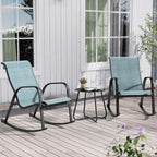 Grand patio Outdoor 3-Piece Patio Bistro Rocking Chair Set Rocker Seating Outside for Front Porch Garden Patio Backyard Blue