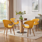 Art Leon Mid Century Modern Dining Chairs - Set of 2 Kitchen Dining Room Chairs, Fabric Accent Chairs with Wood Legs, Walnut Bentwood, Yellow