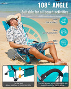 KingCamp Low Beach Chairs 2 Pack, Folding Portable Chair for Adults lightweight Extra Wide Ergonomic High Back Seat 300lbs Heavy Duty Oversized Gear with Carry Bag for Outdoor Lawn Camping Picnic