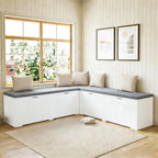 L Shaped Corner Storage Bench with Cushion,Modern Kitchen Breakfast Nook Bench with Storage,Flip-Top Shoe Storage Bench for Entryway,Hallway,Living Room,White