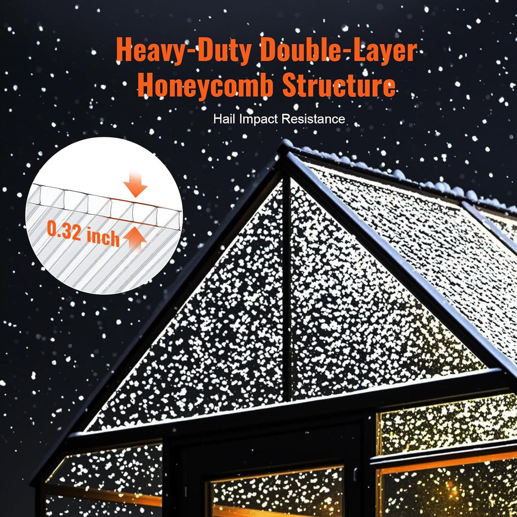 VEVOR 14 Pack Polycarbonate Greenhouse Panels, 2' X 4' X 0.32'' Roof Panels Sheets, Waterproof UV Protected Corrugated Plastic Roofing, Impact Resistance Clear Roofing Sheets for Greenhouse/Garden