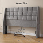 ONBRILL Queen Headboard Only with Charging Station, Soft Chenille Fabric