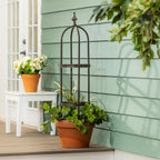 Evergreen Garden 5 ft Metal Garden Obelisk Trellis for Climbing Plants Vines, Clematis & Flowers | Outdoor & Indoor Plant Trellis for Potted Plants | Floral Pattern Arch Trellis (Antique Copper)