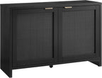 Crosley Furniture Kenji Media Console, Record Player Stand with Vinyl Storage, Modern Home Organizer, Black