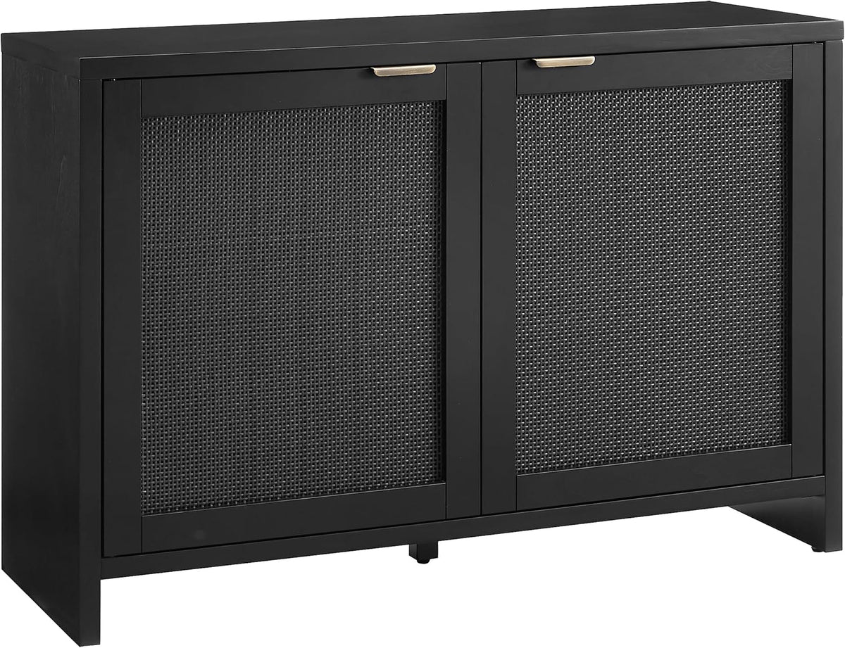 Crosley Furniture Kenji Media Console, Record Player Stand with Vinyl Storage, Modern Home Organizer, Black