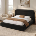 ADORNEVE Upholstered Queen Cloud Bed Frame with 5.9" Headboard, Black