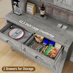 Vabches 67.7 Inch Farmhouse Pantry Storage Cabinet with Sliding Barn Doors, 2 Drawer Farmhouse Coffee Cabinet with Adjustable Shelf, Side Board with Buffet Cupboard for Kitchen, Livingroom.Gray