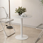Round Dining Table 24" Circle Tulip Table with Metal Thickened Tabletop & Sturdy Metal Pedestal Mid Century Modern Leisure Bistro Kitchen Tables 2 People Small Places Living Room Cafe,White