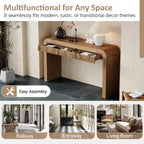 Console Table, 54.3" Wood Couch Table with Drawers, Farmhouse Entryway Table for Entrance, Hallway, Living Room, Easy Assmebly, Natural