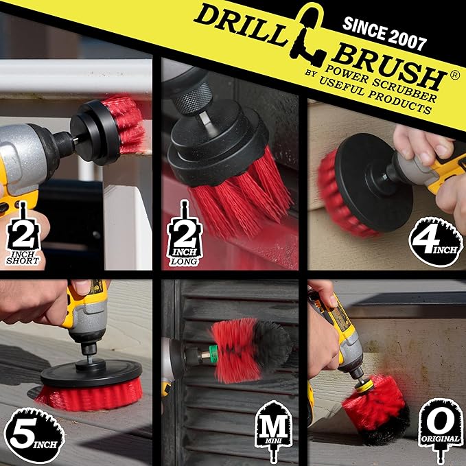 Drillbrush Headstone Cleaning Supplies - Outdoor Power Brush - Fountain Cleaner Tool - Deck Scrubbing Tool - Patio Cleaning Brush - Concrete Garage Floor Cleaner - Granite Scrubber Kit for Drill