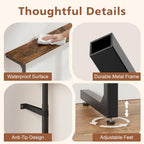 Skinny Sofa Table Behind Couch, Narrow Console Table 78.8" Long Entryway Table with 2 Power Outlets & Adjustable Height (25.8"-34.8"), for Living Room, with LED Lights, Rustic Brown