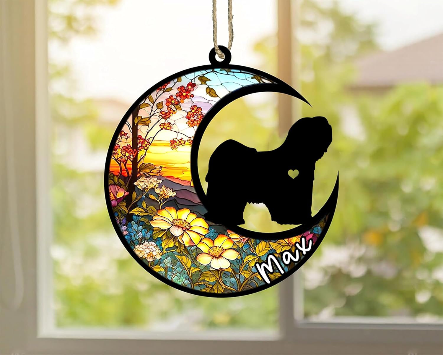 Personalized Dog Memorial, Custom Name Lhasa Apso Dog Christmas Ornament with Name, Custom Breeds, Pet Loss Light Catcher, Gifts for Lovers Loss of Pet Sympathy on Mothers Day Christmas