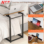 Tv Tray Table, 8-Level Adjustable Height Couch Side Table，90° Tilt Angle Adjustments C-Shaped End Table, with Phone & Tablet Slot Sofa Computer Desk for Couch, Sofa, Bed, Chair, Living Room (Brown)