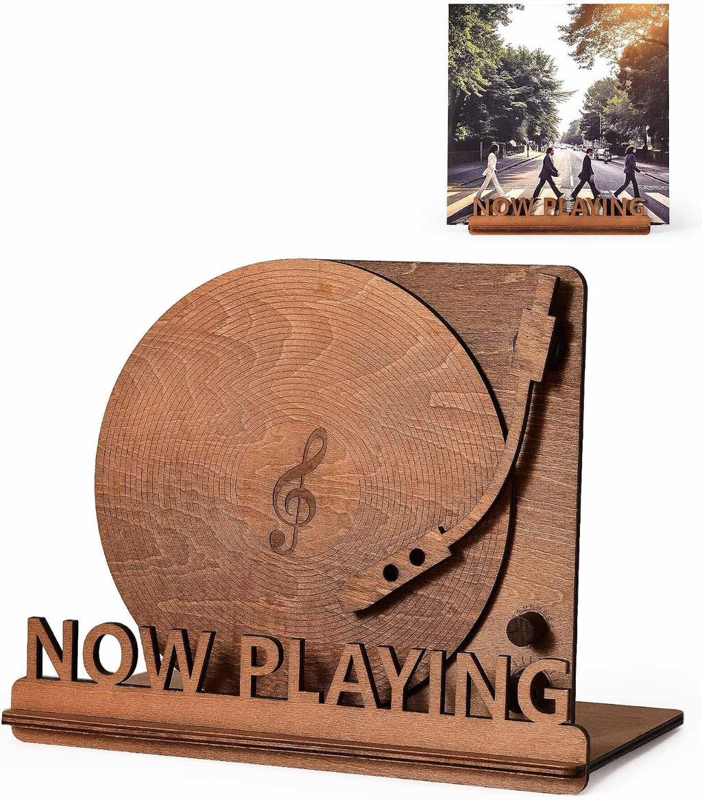 BS-VOG Now Playing Vinyl Record Stand, Tabletop Holder, Gift for LP Lover | Displays Current Album, Real Vinyl-Like Groove Feel, Easy to Assembly, Now Spinning Vinyl Stand Storage for Albums Magazine