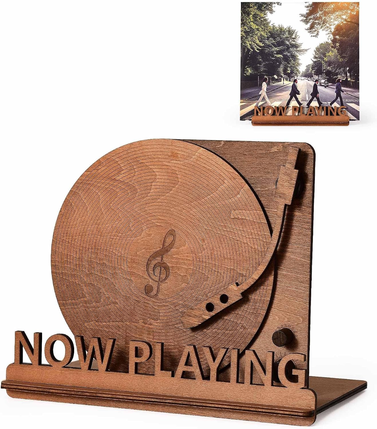 BS-VOG Now Playing Vinyl Record Stand, Tabletop Holder, Gift for LP Lover | Displays Current Album, Real Vinyl-Like Groove Feel, Easy to Assembly, Now Spinning Vinyl Stand Storage for Albums Magazine
